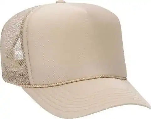 Otto 39-165 5 Panel Foam High Crown Mesh Back Trucker Snapback Cap - Khaki - one Size Fits Most