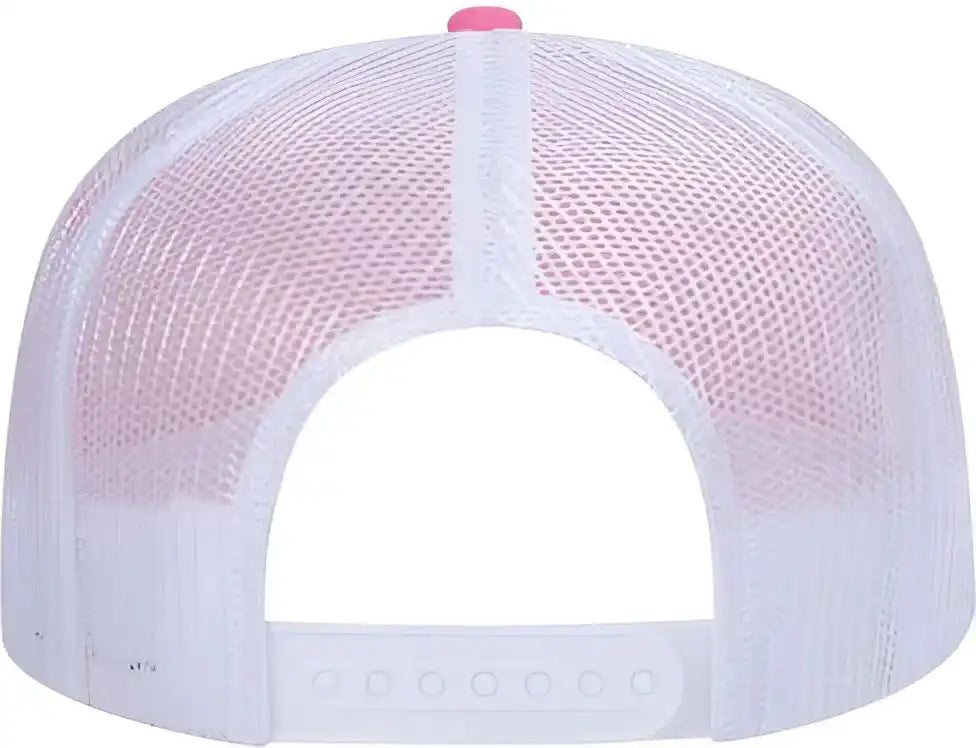 Otto 39-165 5 Panel Foam High Crown Mesh Back Trucker Snapback Cap - Neon Pink White - one Size Fits Most