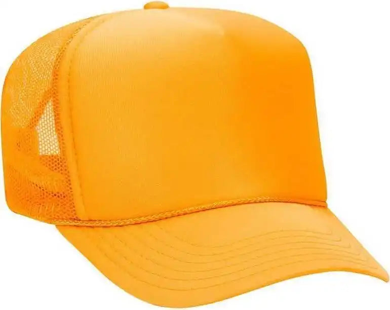 Otto 39 165 5 Panel Foam High Crown Mesh Back Trucker Snapback Cap Gold / one Size Fits Most