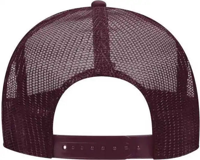 Otto 39-165 5 Panel Foam High Crown Mesh Back Trucker Snapback Cap - Maroon White - one Size Fits Most