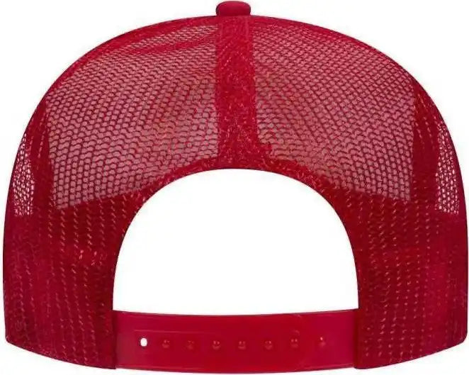 Otto 39-165 5 Panel Foam High Crown Mesh Back Trucker Snapback Cap - Red White - one Size Fits Most