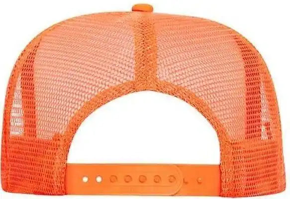 Otto 39-165 5 Panel Foam High Crown Mesh Back Trucker Snapback Cap - Neon Orange White - one Size Fits Most