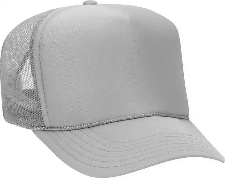 Otto 39-165 5 Panel Foam High Crown Mesh Back Trucker Snapback Cap - Gray - one Size Fits Most