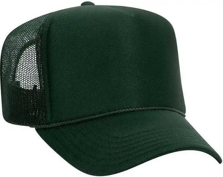Otto 39-165 5 Panel Foam High Crown Mesh Back Trucker Snapback Cap - Dark Green - Forest / one Size Fits Most