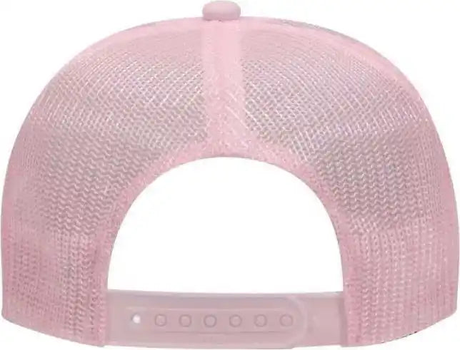 Otto 39-165 5 Panel Foam High Crown Mesh Back Trucker Snapback Cap - Soft Pink White - one Size Fits Most