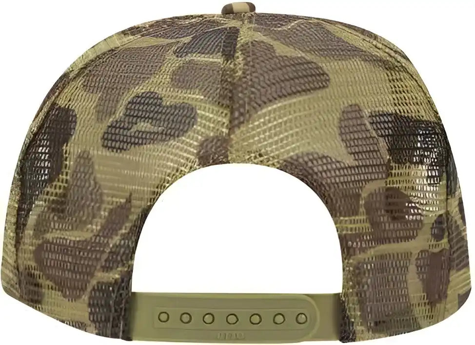 Otto 39-165 5 Panel Foam High Crown Mesh Back Trucker Snapback Cap - Sand Dark Gray Camo - one Size Fits Most