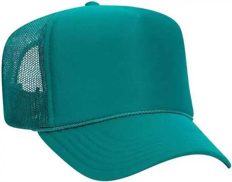 Otto 39 165 5 Panel Foam High Crown Mesh Back Trucker Snapback Cap Jade Green / one Size Fits Most