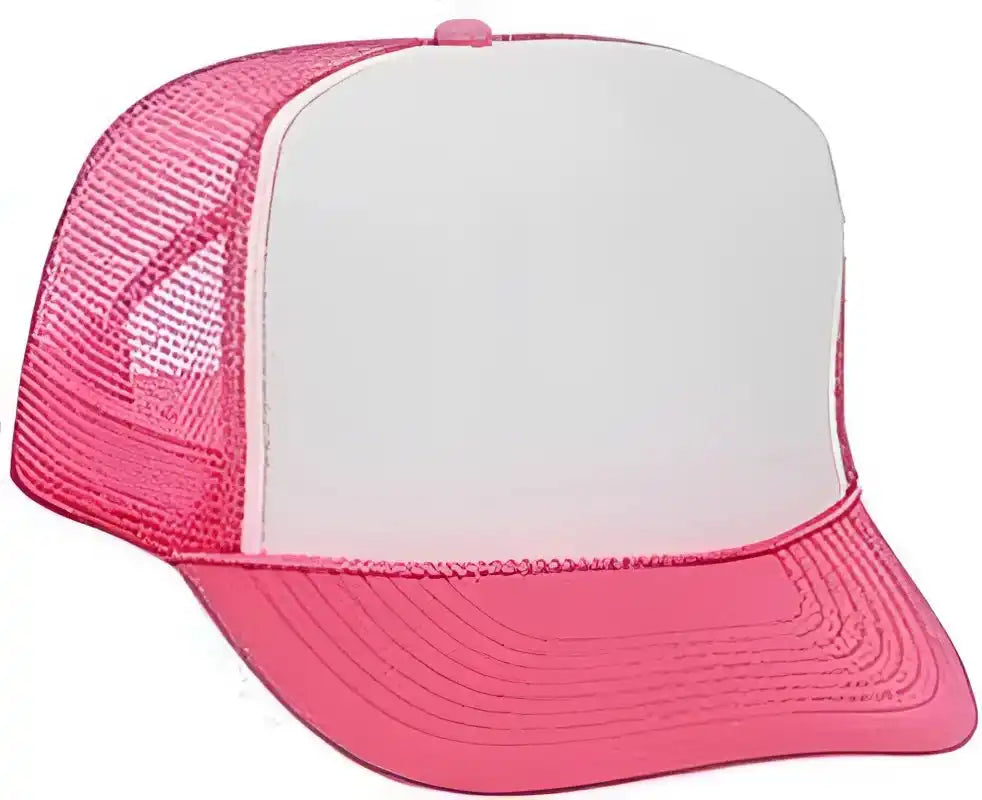 Otto 39-165 5 Panel Foam High Crown Mesh Back Trucker Snapback Cap - Neon Pnk White Pink - one Size Fits Most