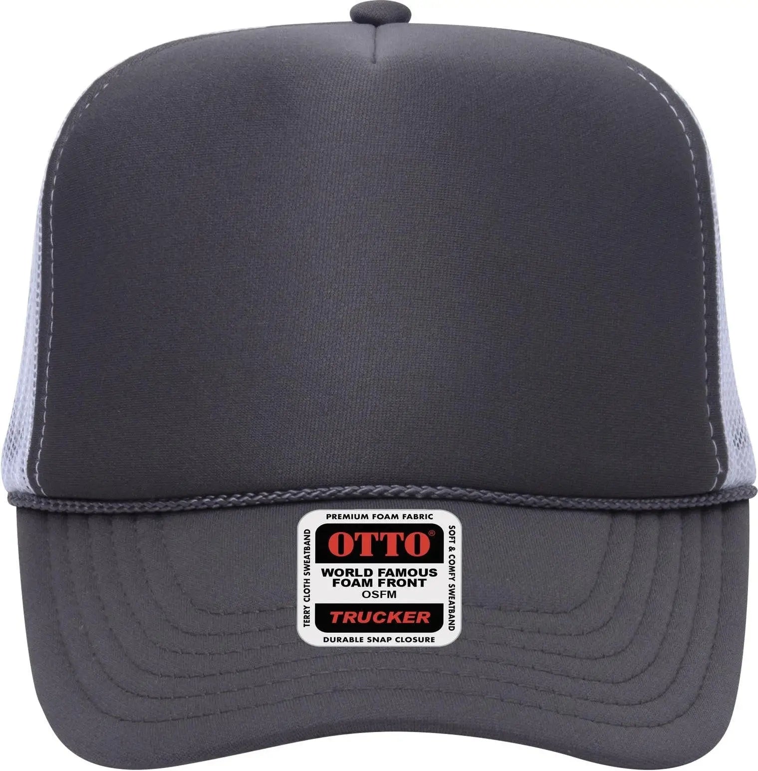 Otto 39-165 5 Panel High Crown Mesh Back Trucker Cap - Ch.gry/ch.gry/wht - 6 1/2’’ - 7 5/8’’