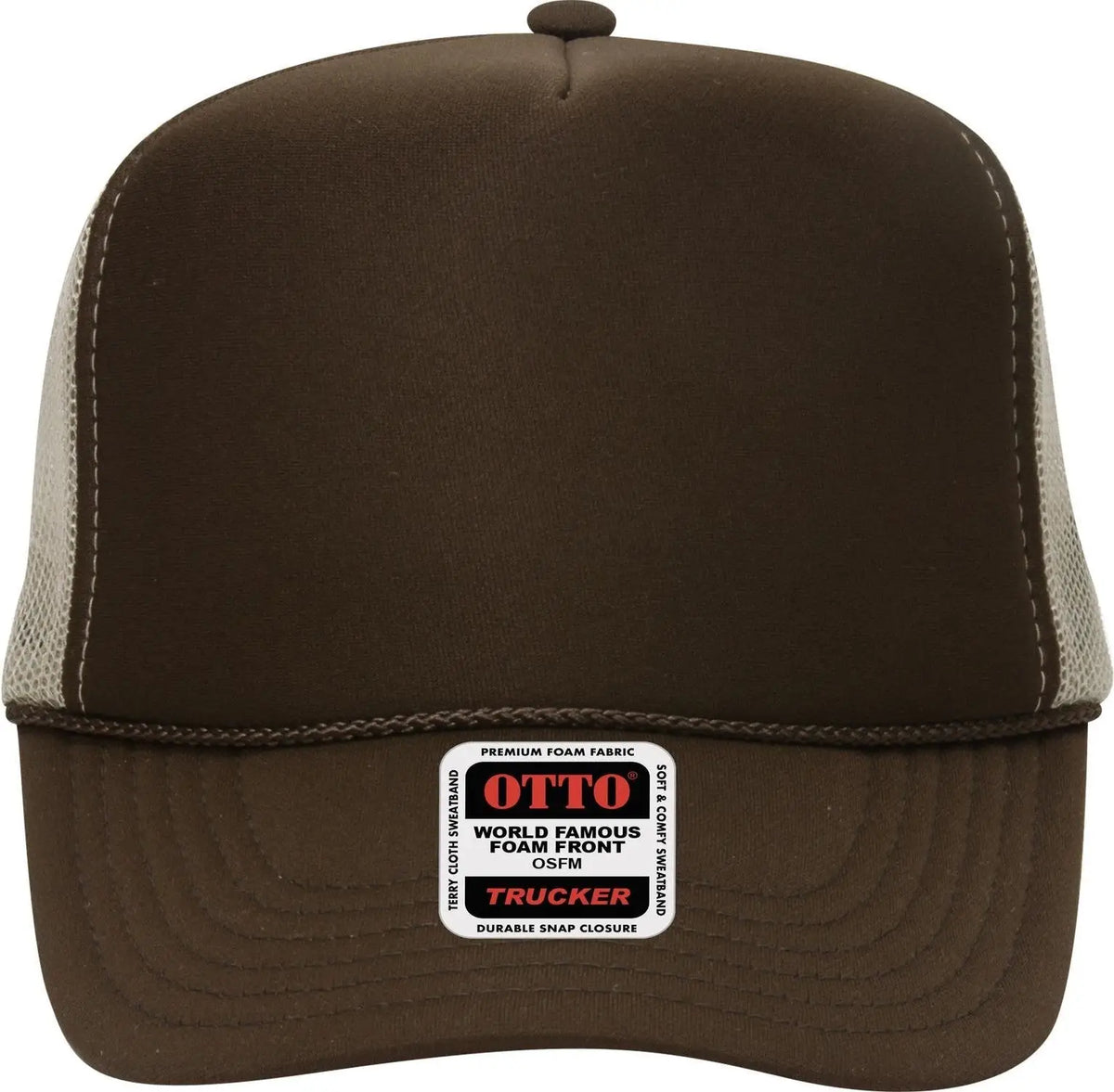 Otto 39-165 5 Panel High Crown Mesh Back Trucker Cap - Dk.brn/dk.brn/kha - 6 1/2’’ - 7 5/8’’