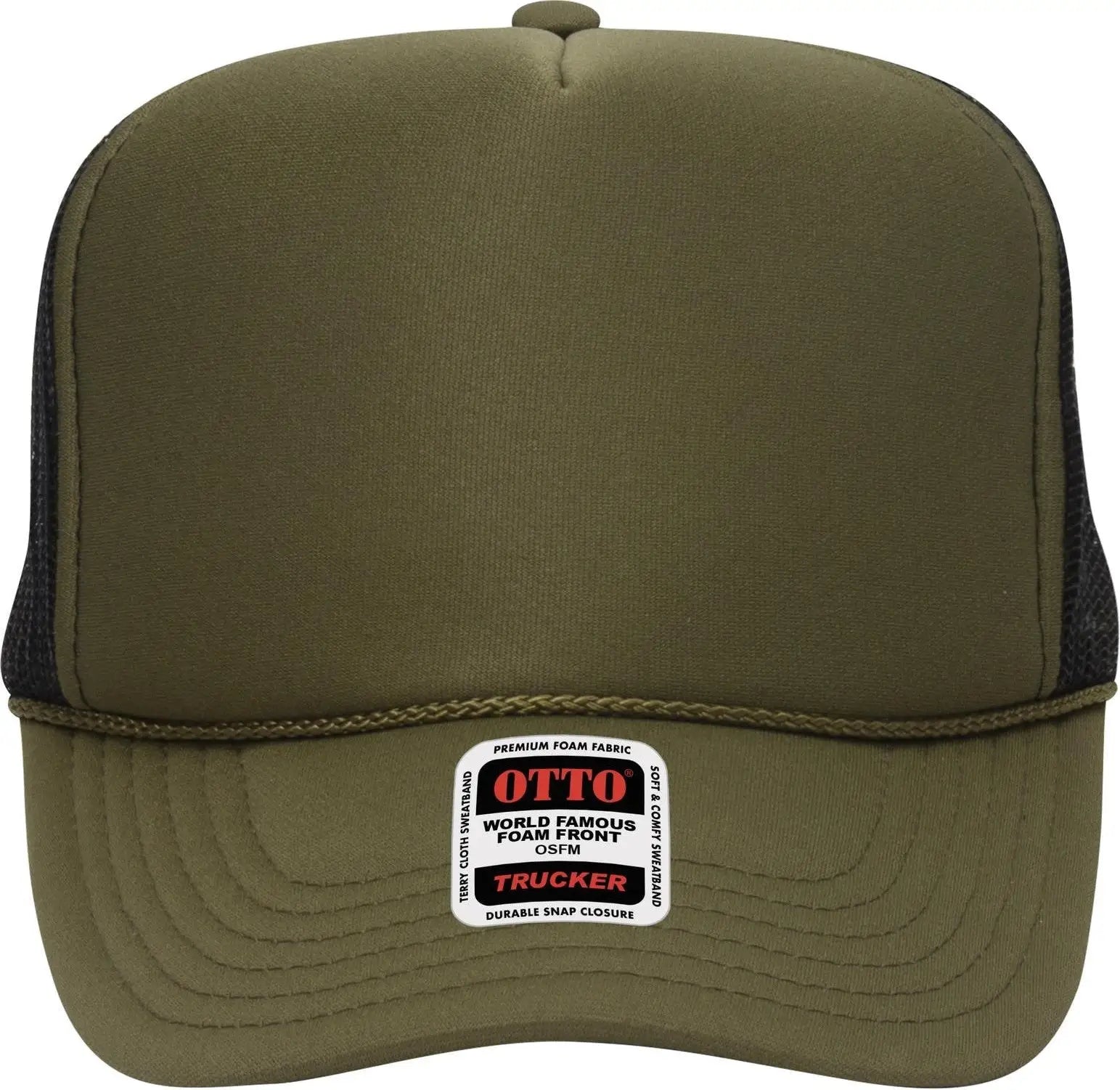 Otto 39-165 5 Panel High Crown Mesh Back Trucker Cap - Ol.grn/ol.grn/blk - 6 1/2’’ - 7 5/8’’