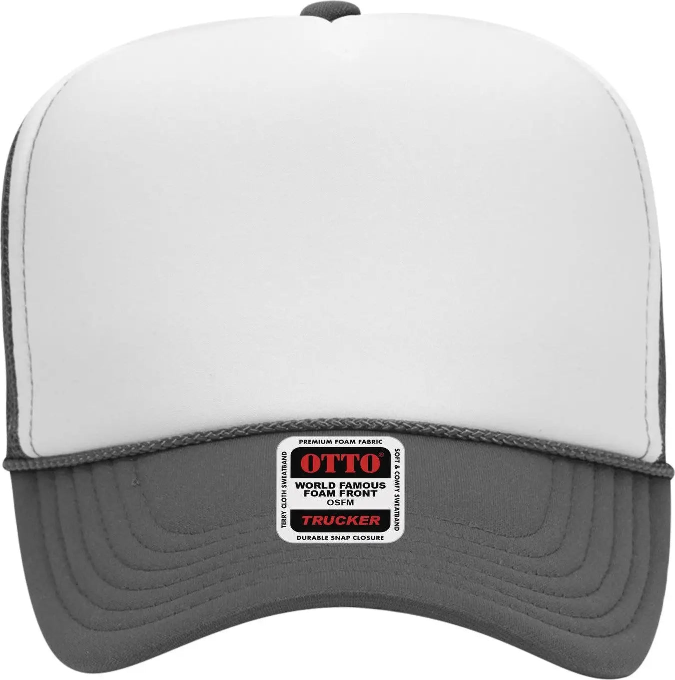 Otto 39-165 5 Panel High Crown Mesh Back Trucker Cap - Ch.gry/wht/ch.gry