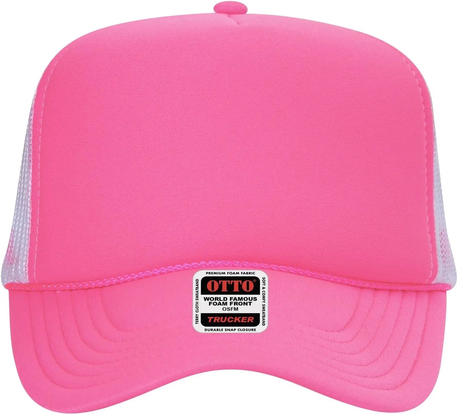 Otto 39-165 5 Panel High Crown Mesh Back Trucker Cap - 898916 n Pnk/n Pnk/wht - 6 1/2’’ - 7 5/8’’