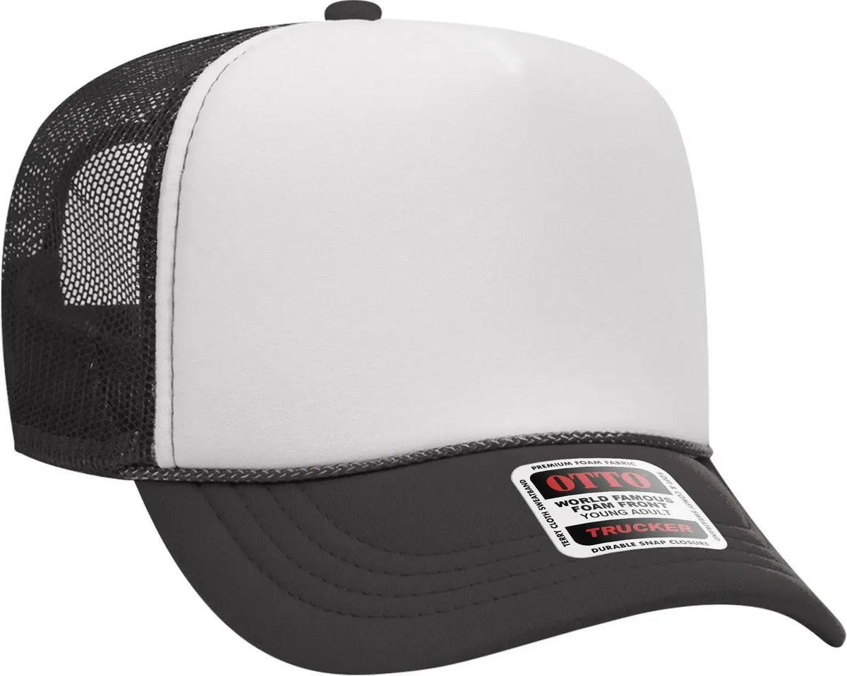 Otto 39-165 5 Panel High Crown Mesh Back Trucker Cap - Ch.gry/wht/ch.gry