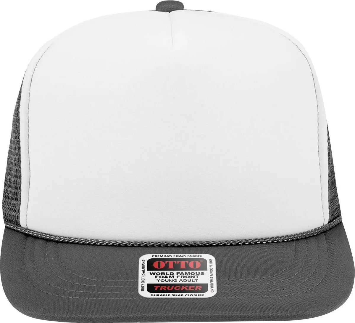 Otto 39-165 5 Panel High Crown Mesh Back Trucker Cap - Ch.gry/wht/ch.gry