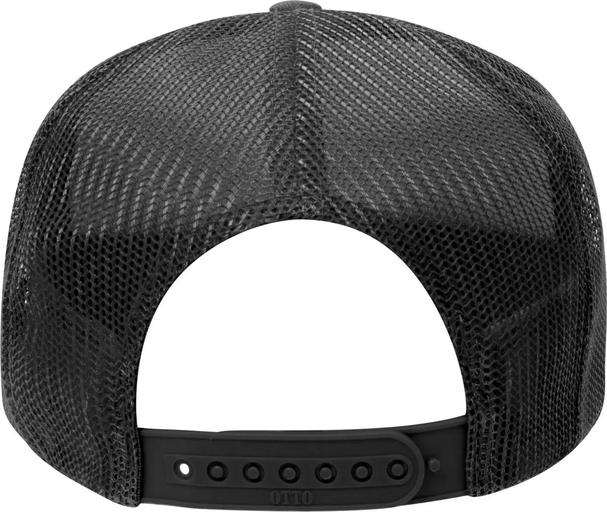 Otto 39-165 5 Panel High Crown Mesh Back Trucker Cap - Black