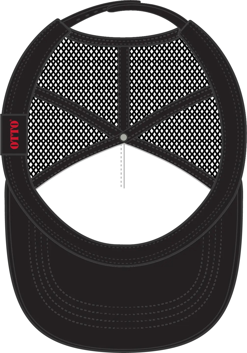 Otto 39-165 5 Panel High Crown Mesh Back Trucker Cap - Black