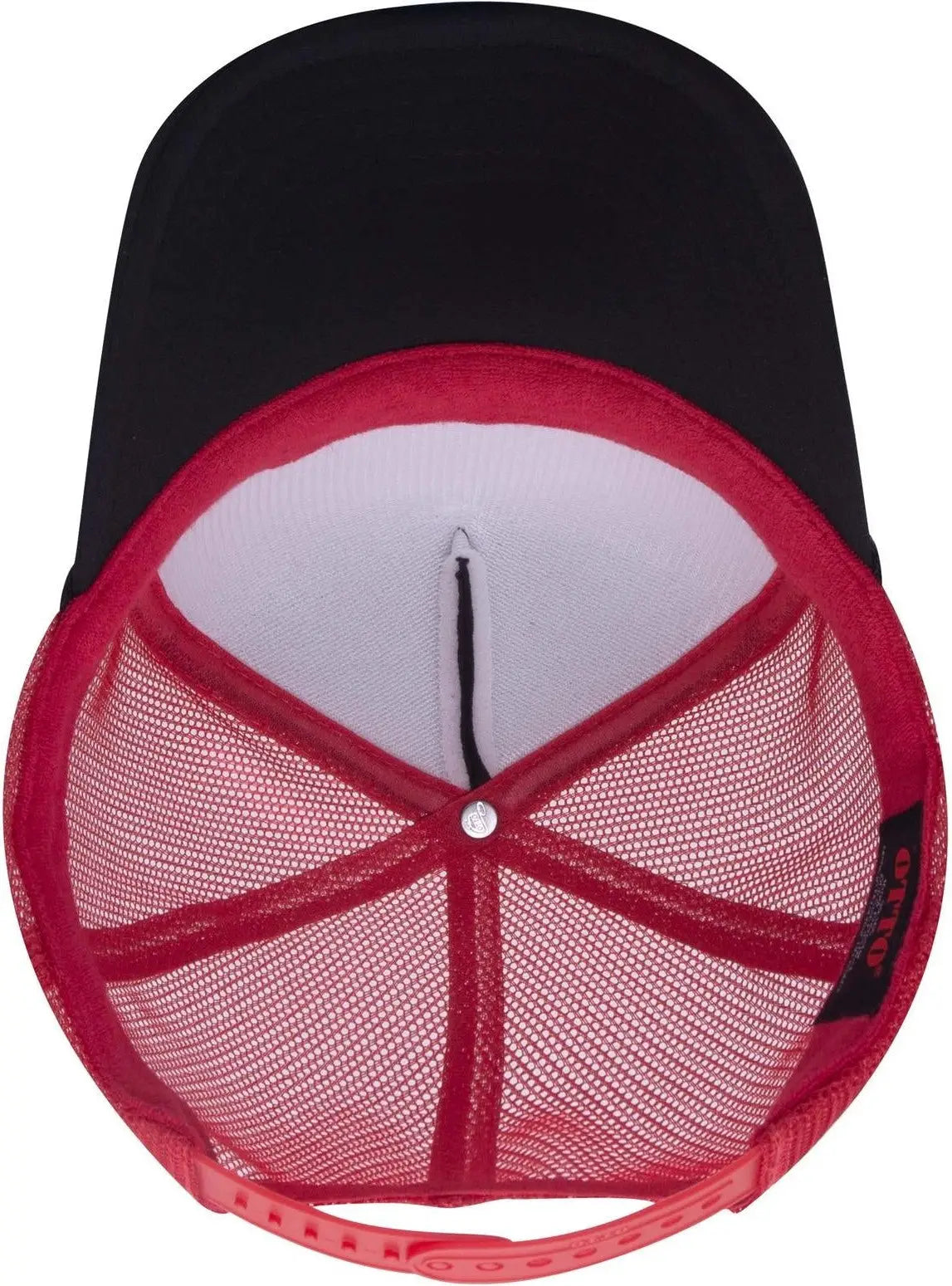 Otto 39-165 5 Panel High Crown Mesh Back Trucker Cap - Blk/blk/red - 6 1/2’’ - 7 5/8’’