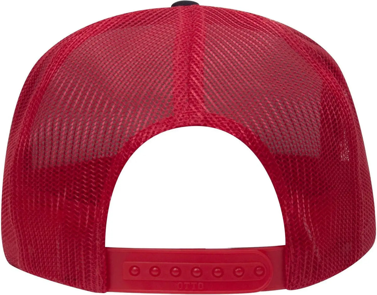Otto 39-165 5 Panel High Crown Mesh Back Trucker Cap - Blk/blk/red - 6 1/2’’ - 7 5/8’’