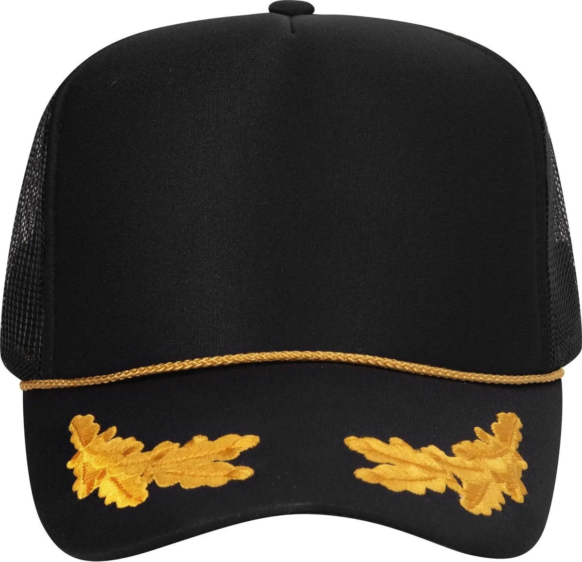 Otto 39-165 5 Panel High Crown Mesh Back Trucker Cap - Blk/gld - 6 1/2’’ - 7 5/8’’
