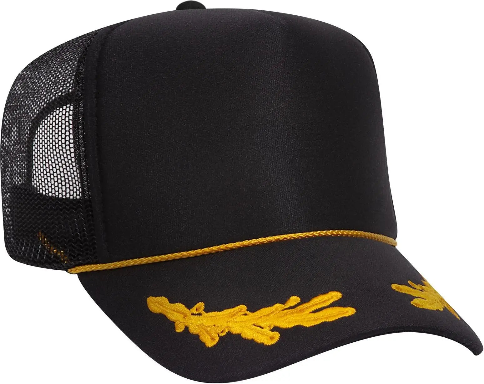 Otto 39-165 5 Panel High Crown Mesh Back Trucker Cap - Blk/gld - 6 1/2’’ - 7 5/8’’