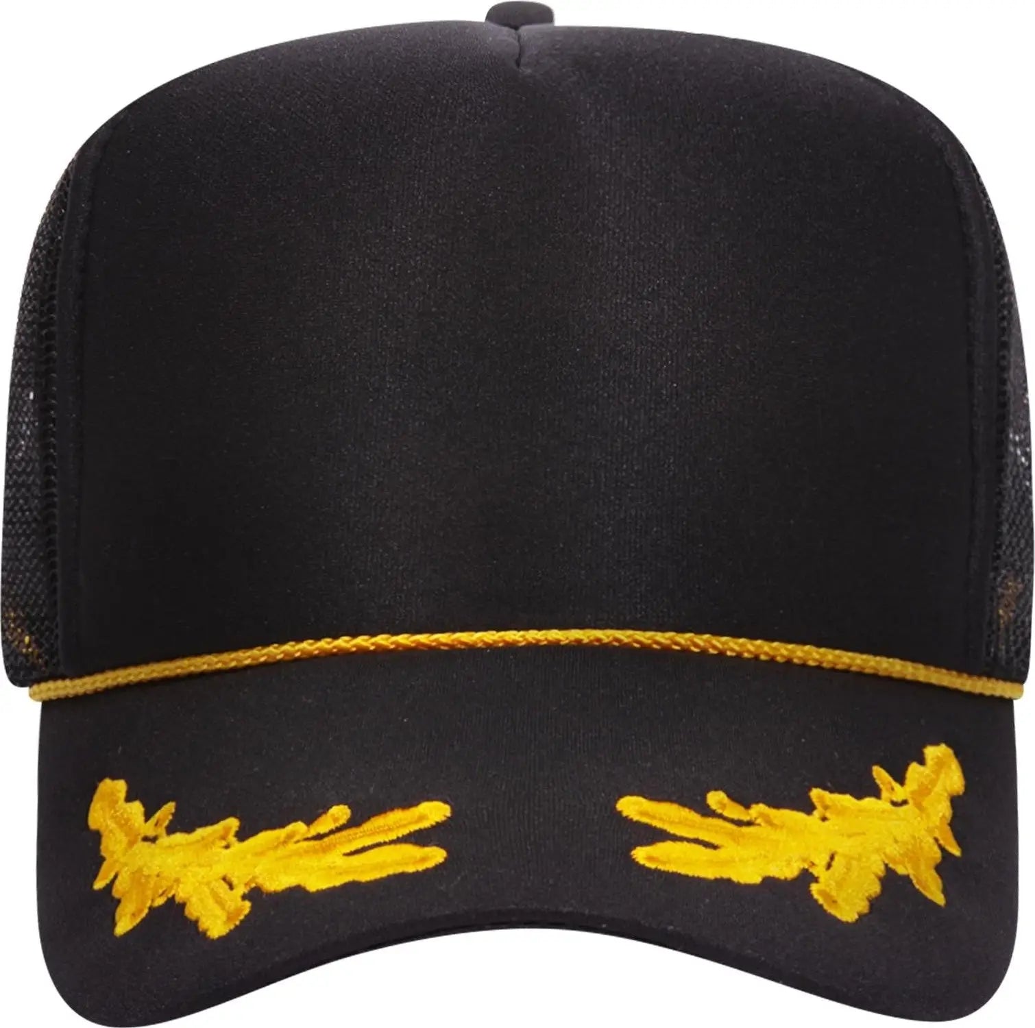 Otto 39-165 5 Panel High Crown Mesh Back Trucker Cap - Blk/gld - 6 1/2’’ - 7 5/8’’