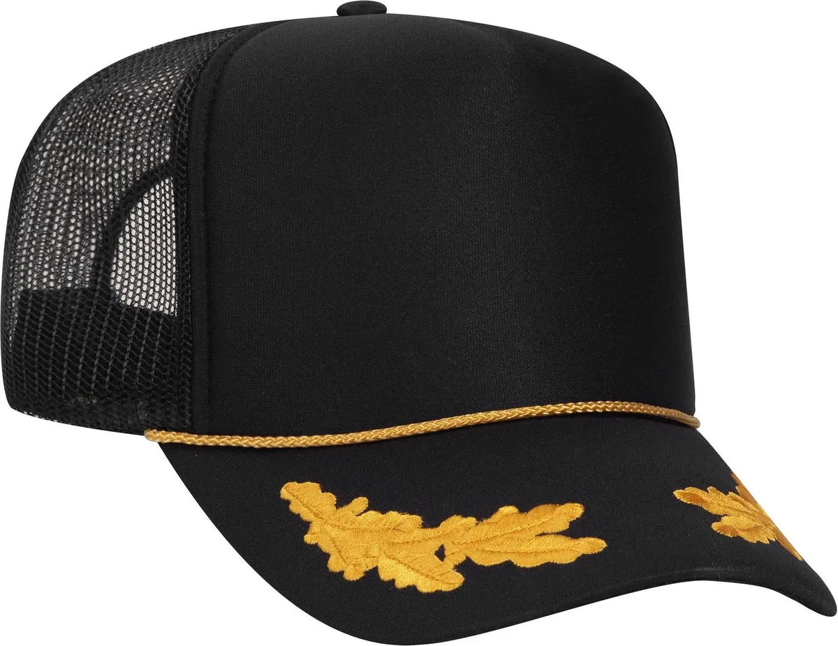 Otto 39-165 5 Panel High Crown Mesh Back Trucker Cap - Blk/gld - 6 1/2’’ - 7 5/8’’