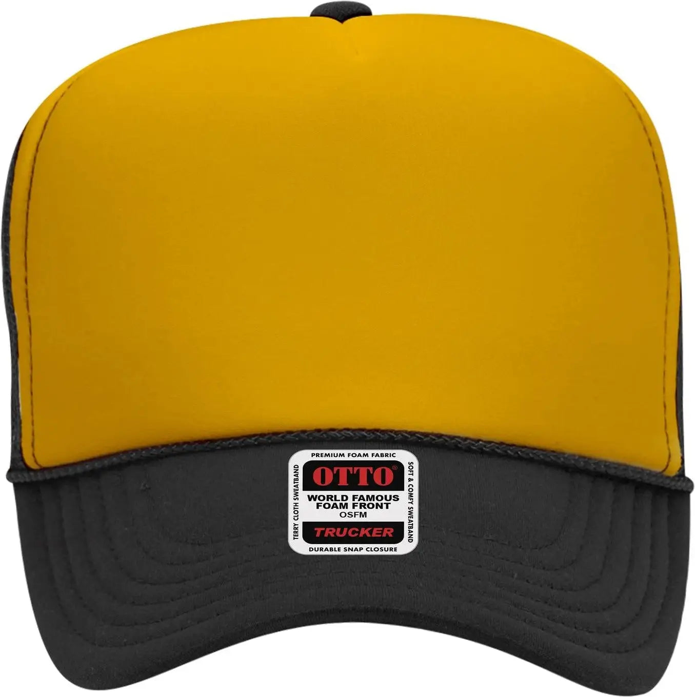Otto 39-165 5 Panel High Crown Mesh Back Trucker Cap - Blk/gld/blk - 6 1/2’’ - 7 5/8’’