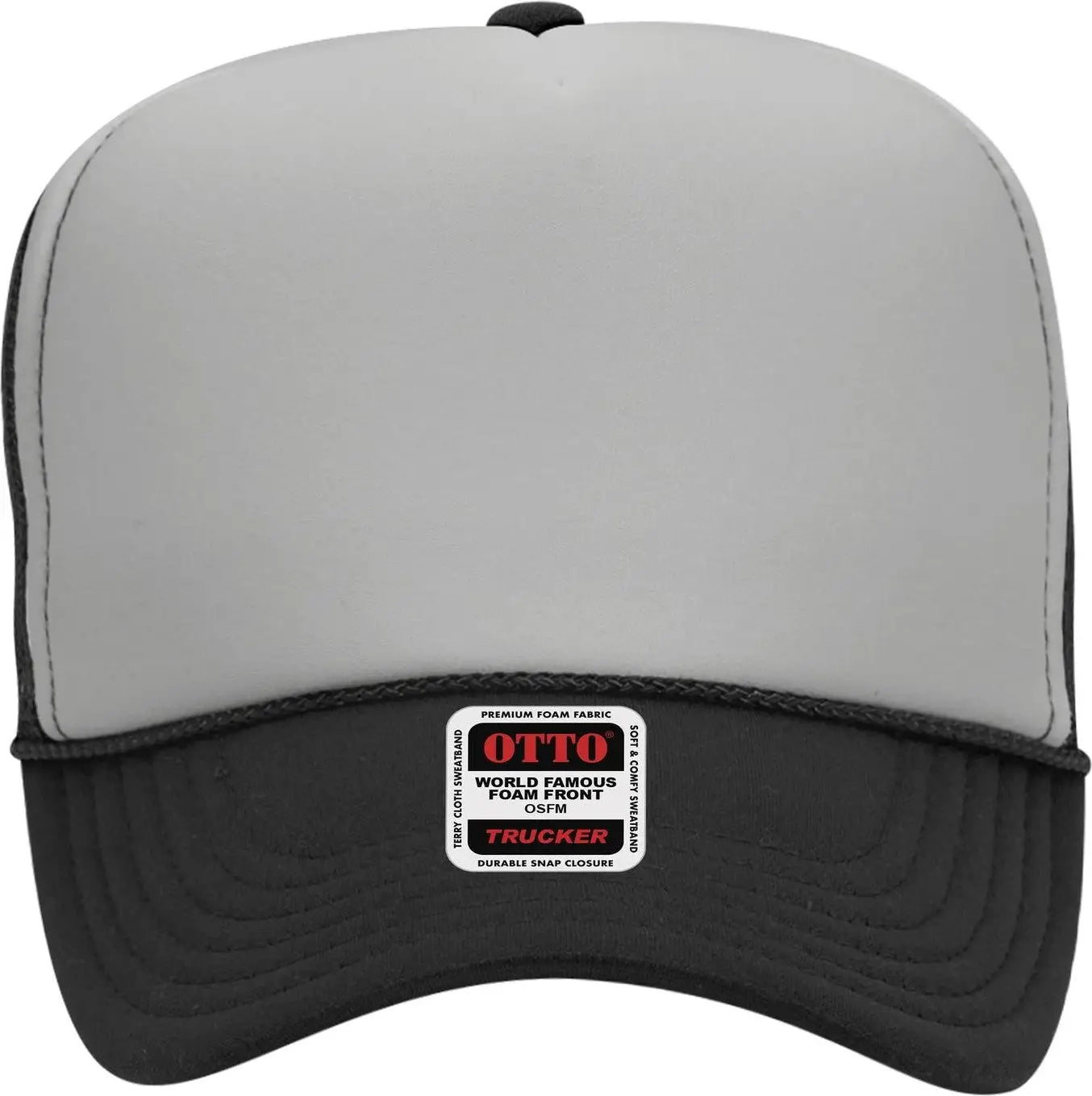 Otto 39-165 5 Panel High Crown Mesh Back Trucker Cap - Blk/gry/blk