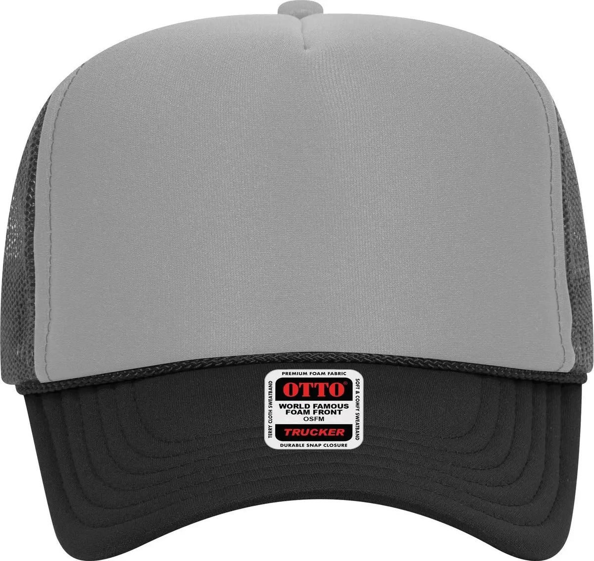 Otto 39-165 5 Panel High Crown Mesh Back Trucker Cap - Blk/gry/ch.gry - 6 1/2’’ - 7 5/8’’