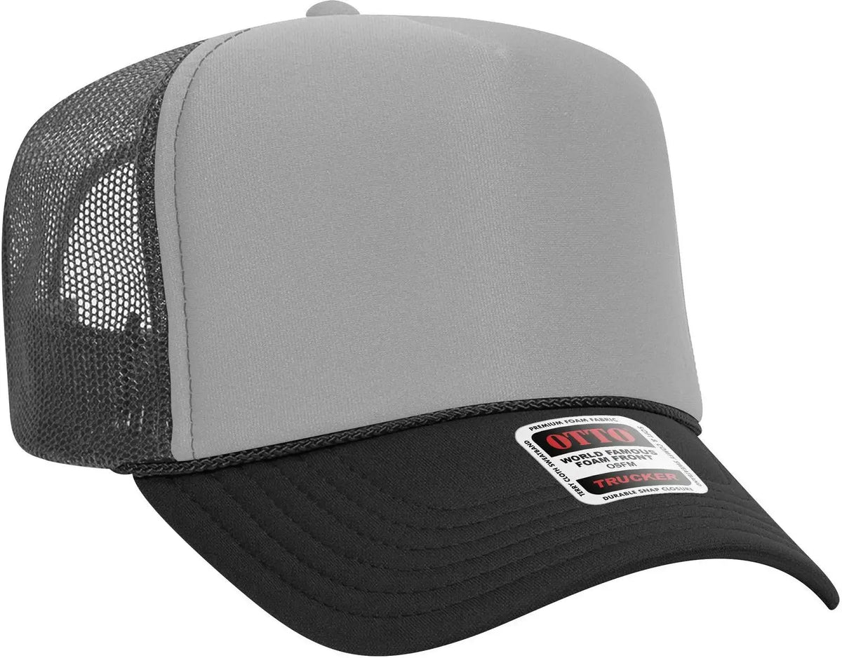 Otto 39-165 5 Panel High Crown Mesh Back Trucker Cap - Blk/gry/ch.gry - 6 1/2’’ - 7 5/8’’