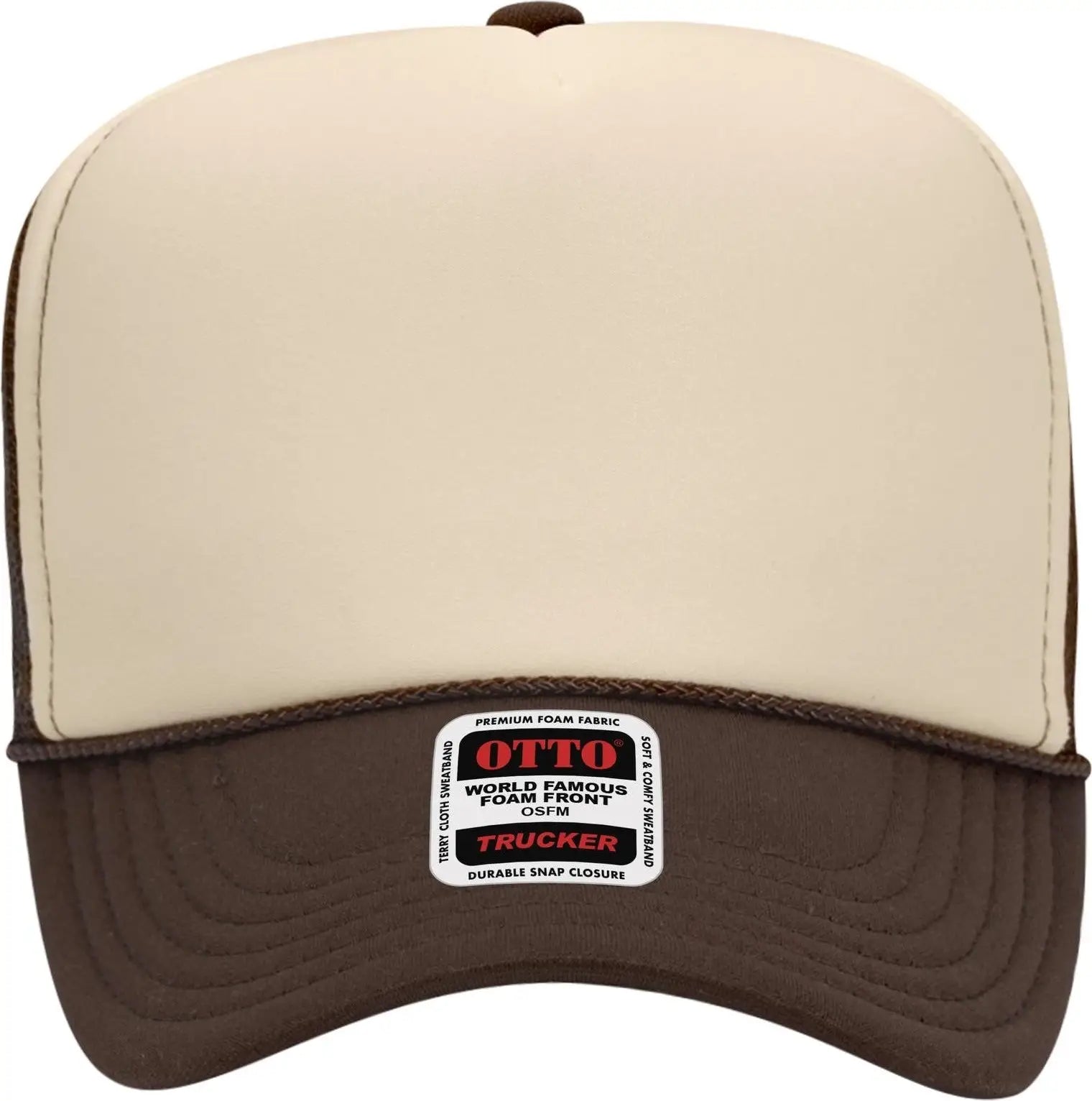 Otto 39-165 5 Panel High Crown Mesh Back Trucker Cap - Brn/tan/brn - 6 1/2’’ - 7 5/8’’