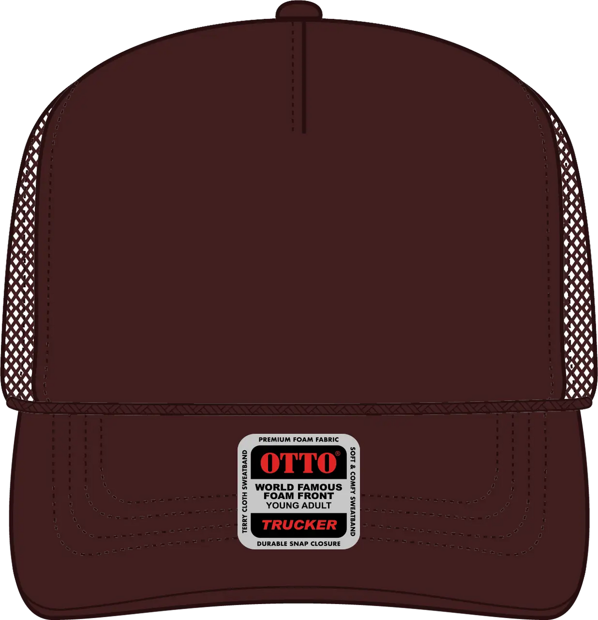 Otto 39-165 5 Panel High Crown Mesh Back Trucker Cap - Brown