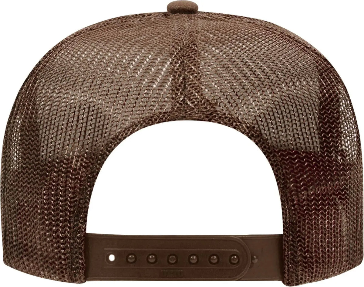 Otto 39-165 5 Panel High Crown Mesh Back Trucker Cap - Brown