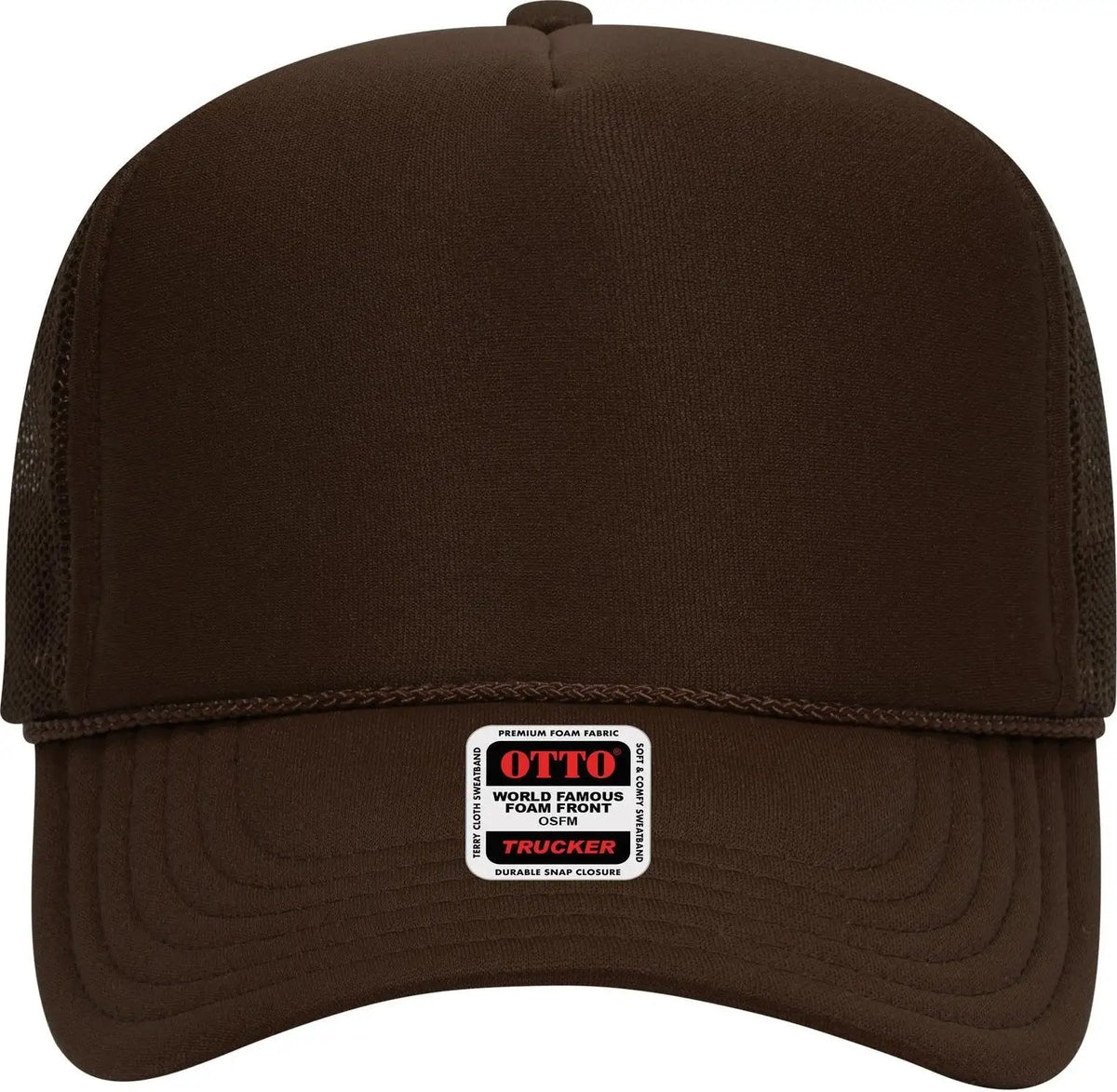 Otto 39-165 5 Panel High Crown Mesh Back Trucker Cap - Brown