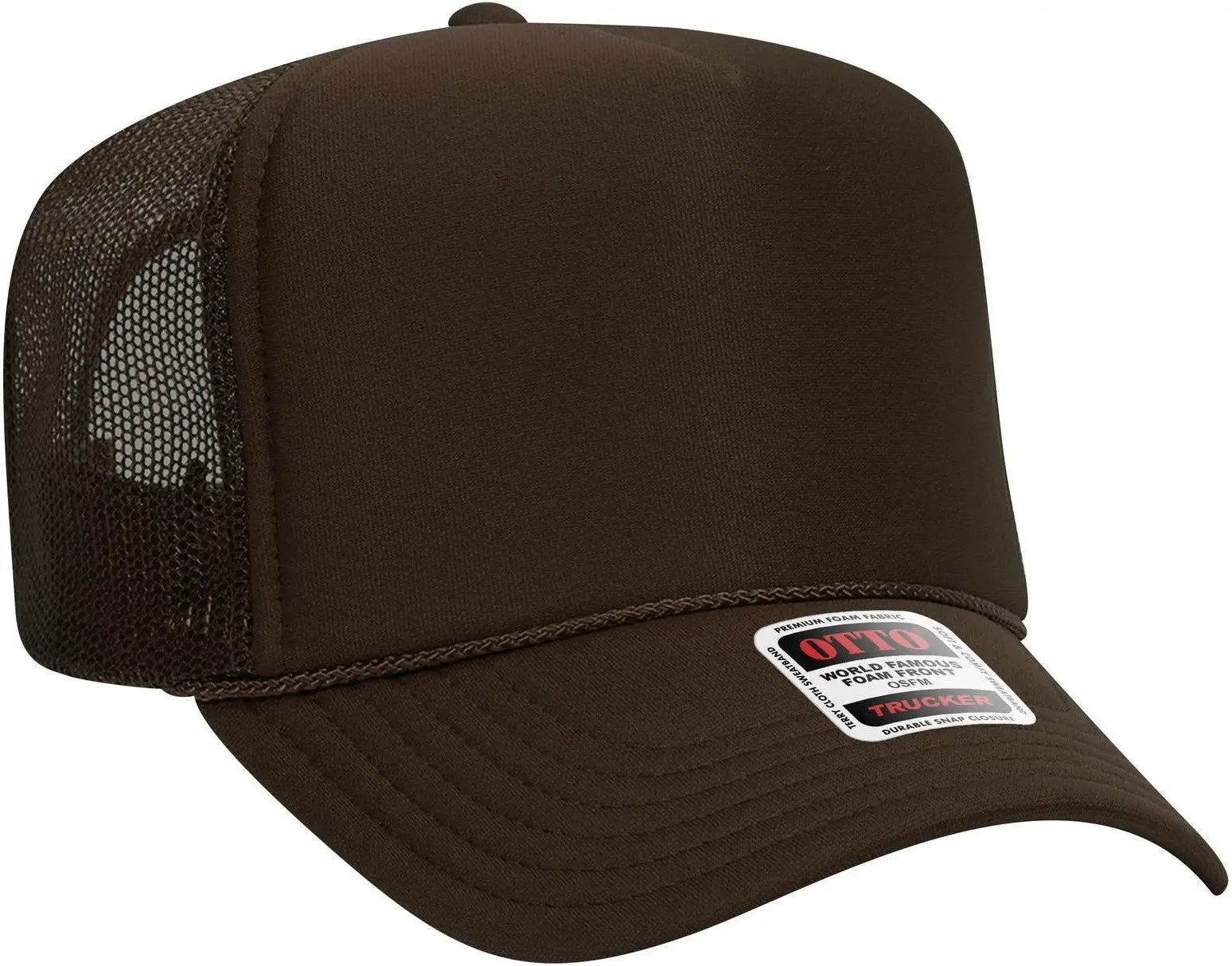 Otto 39-165 5 Panel High Crown Mesh Back Trucker Cap - Brown