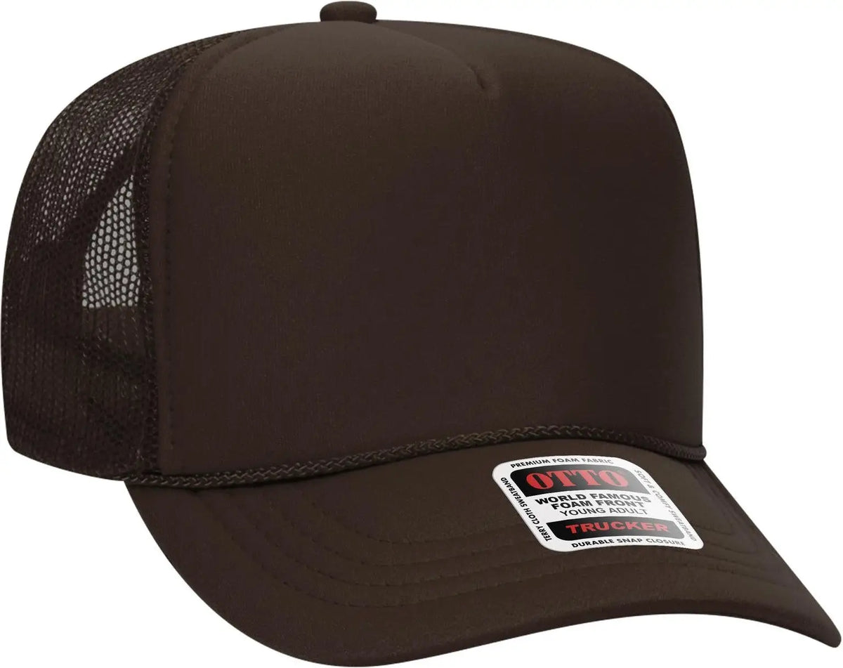 Otto 39-165 5 Panel High Crown Mesh Back Trucker Cap - Brown
