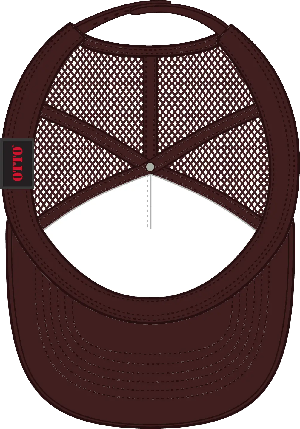 Otto 39-165 5 Panel High Crown Mesh Back Trucker Cap - Brown