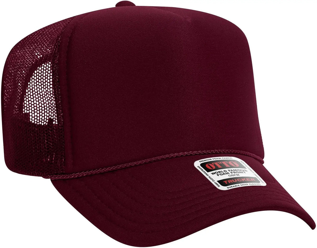 Otto 39-165 5 Panel High Crown Mesh Back Trucker Cap - Burg. Marn - 6 1/2’’ - 7 5/8’’