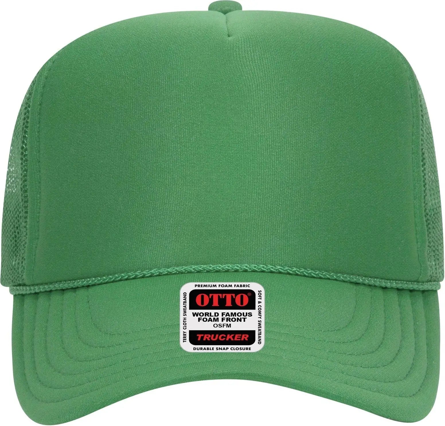 Otto 39-165 5 Panel High Crown Mesh Back Trucker Cap - Cactus Green - 6 1/2’’ - 7 5/8’’