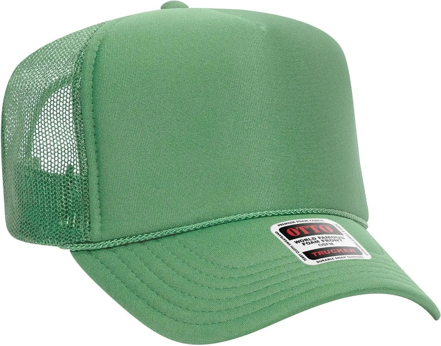 Otto 39-165 5 Panel High Crown Mesh Back Trucker Cap - Cactus Green - 6 1/2’’ - 7 5/8’’