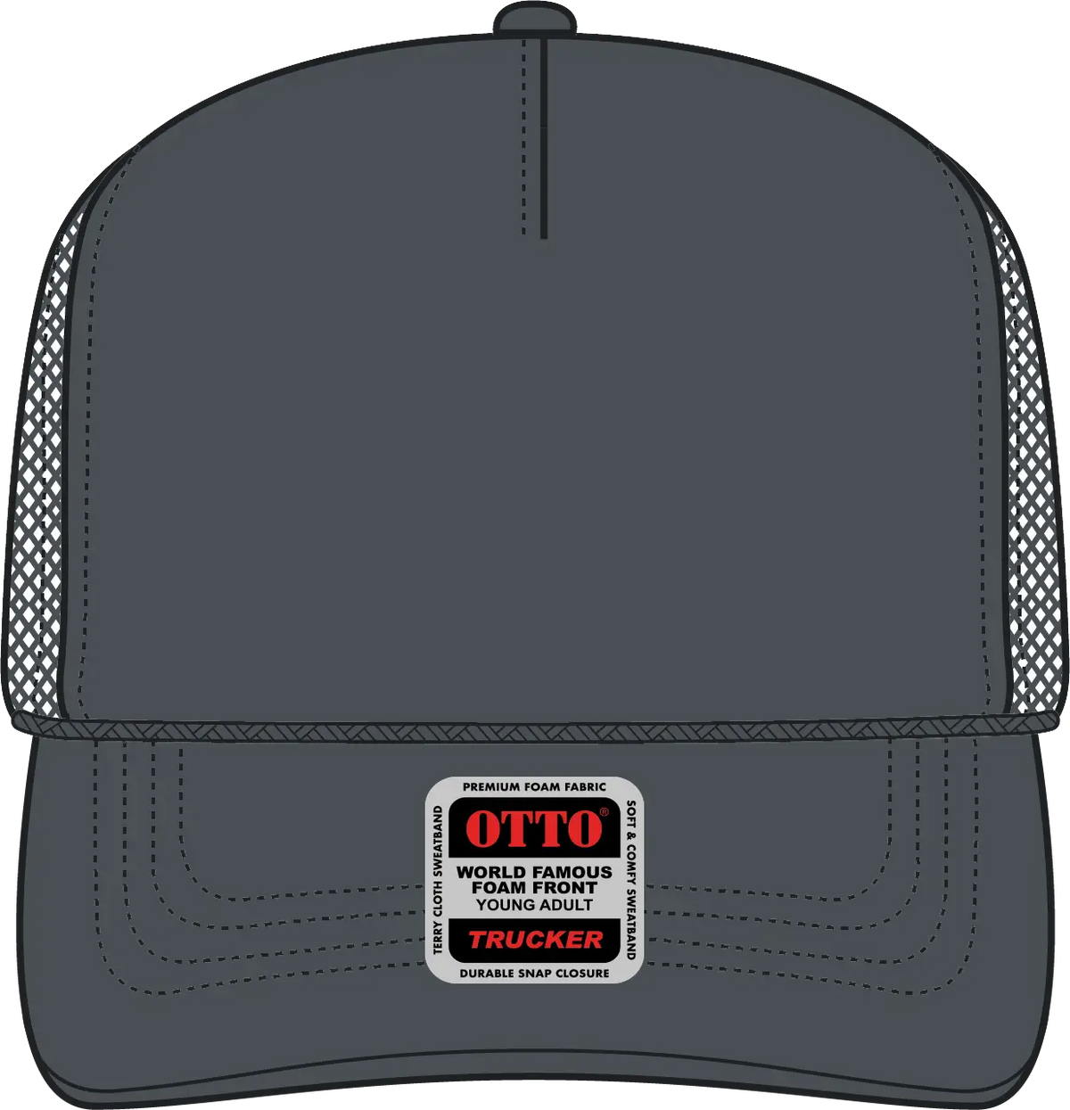 Otto 39-165 5 Panel High Crown Mesh Back Trucker Cap - Char. Gray - 6’’ - 7 1/8’’