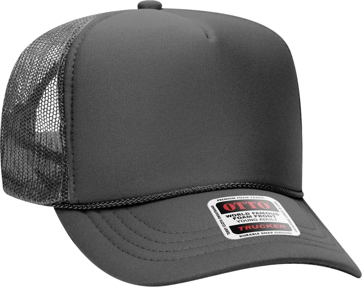 Otto 39-165 5 Panel High Crown Mesh Back Trucker Cap - Char. Gray