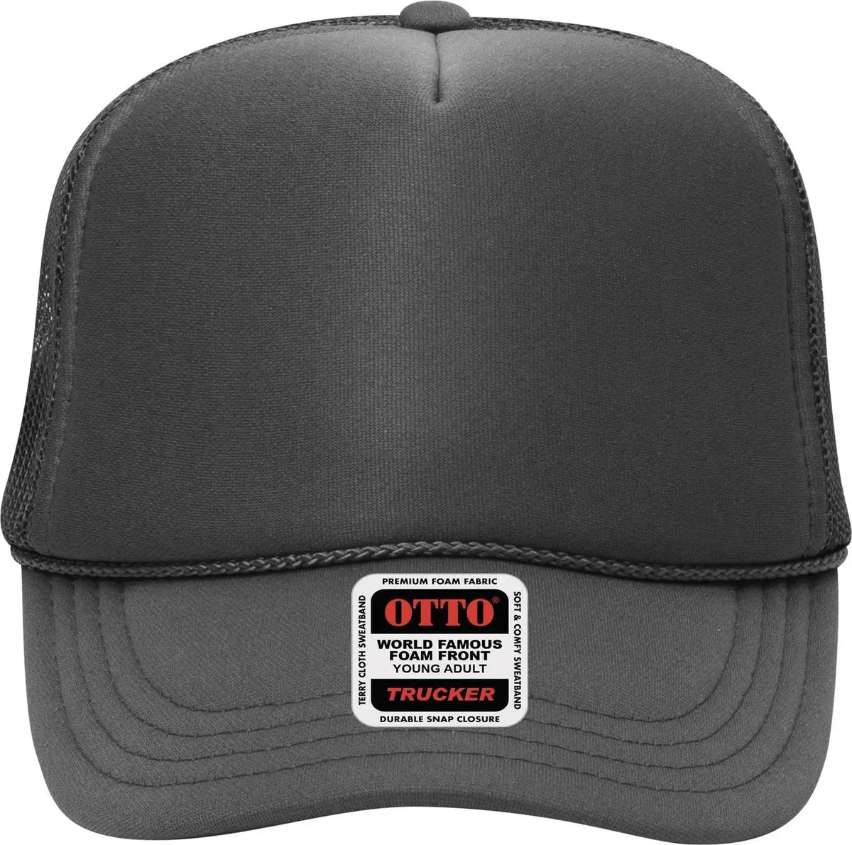 Otto 39-165 5 Panel High Crown Mesh Back Trucker Cap - Char. Gray