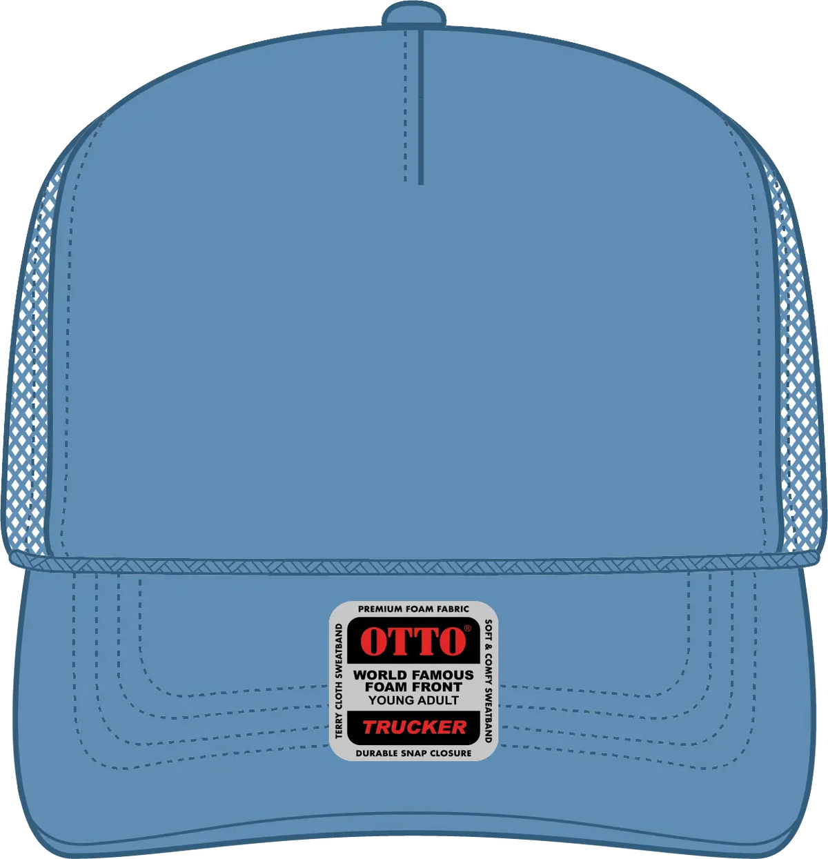 Otto 39-165 5 Panel High Crown Mesh Back Trucker Cap - Col. Blue - 6’’ - 7 1/8’’