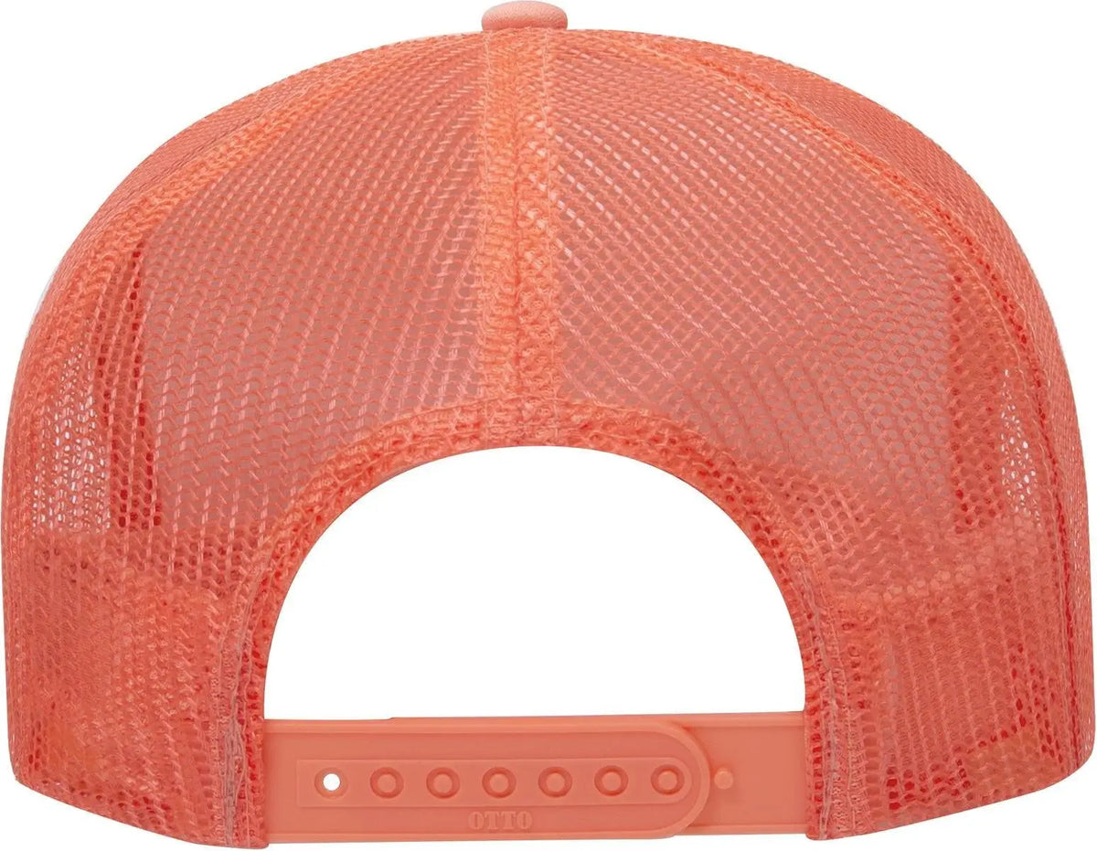 Otto 39-165 5 Panel High Crown Mesh Back Trucker Cap - Coral - 6 1/2’’ - 7 5/8’’