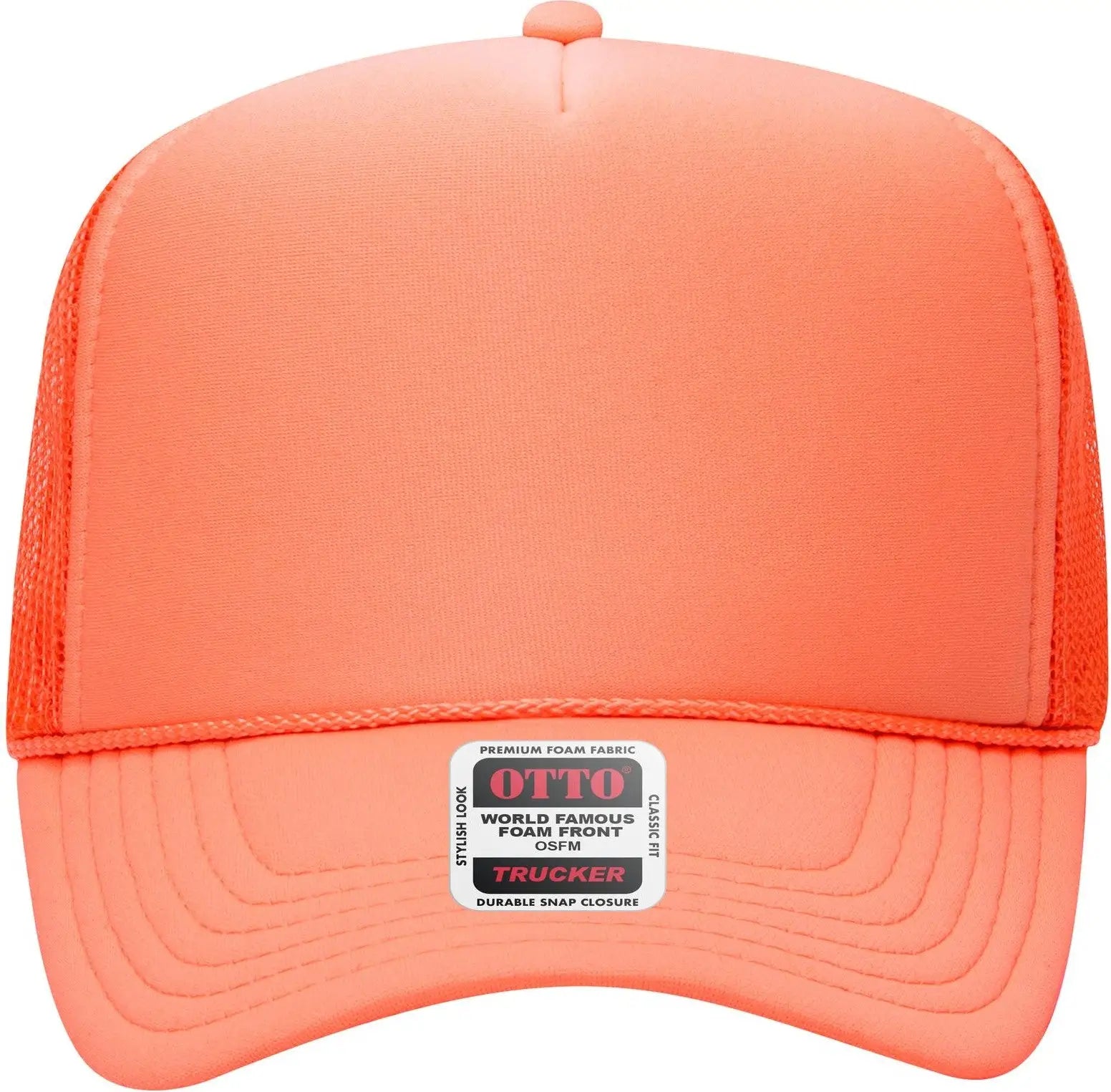 Otto 39-165 5 Panel High Crown Mesh Back Trucker Cap - Coral