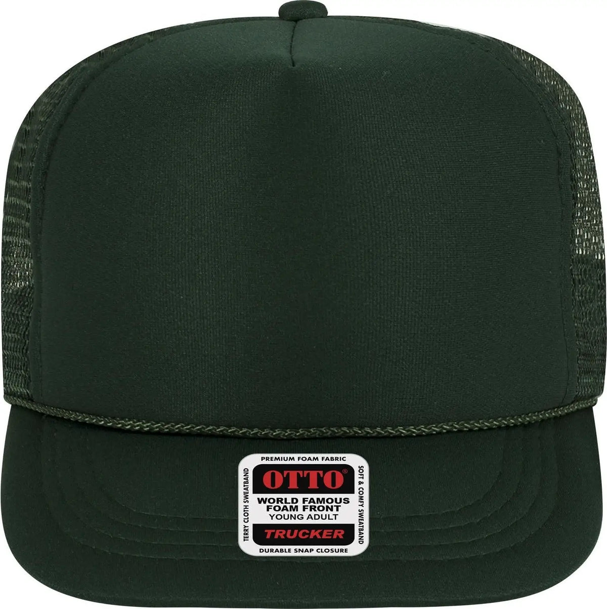 Otto 39-165 5 Panel High Crown Mesh Back Trucker Cap - Dk. Green
