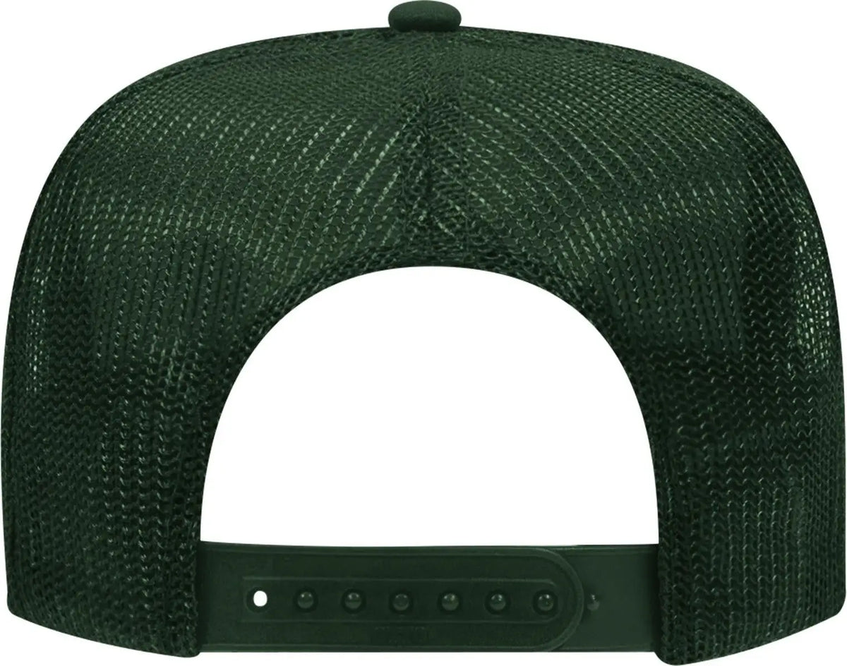 Otto 39-165 5 Panel High Crown Mesh Back Trucker Cap - Dk. Green