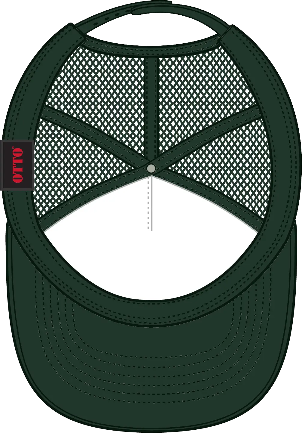 Otto 39-165 5 Panel High Crown Mesh Back Trucker Cap - Dk. Green